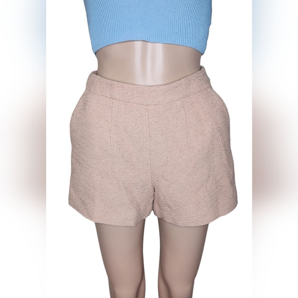 NWT L'agence Ashton women's beige tweed preppy cotton summer shorts Size 2